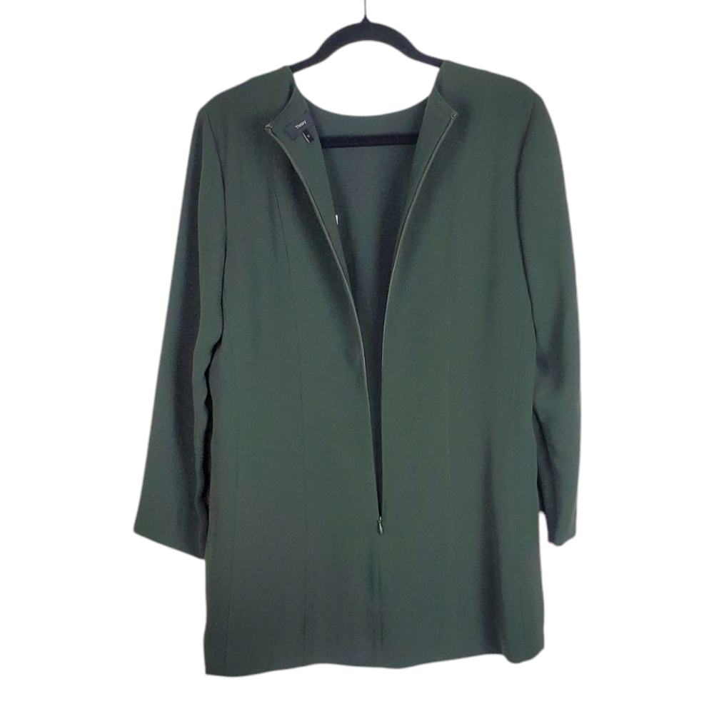 THEORY Lauret Admiral Crepe Light Top Dark Green Size 12 NWT - Picture 3 of 7